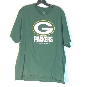 Majestic NFL Green Bay Packers Football Athletic Short Sleeve Green Tee T Shirt